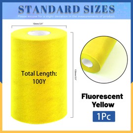 Glarks 1Pcs 15CM x 100Yards(300FT) Bright Yellow Tulle Fabric Roll, Tulle Organza Fabric Spool for DIY Tutu Skirt Baby Shower Decor Wedding Backdrop Crafts Birthday Party Supplies