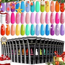 Saviland Set De Gel De Uñas De Polygel,20 Colores, Extension Color Lujo Clásico
