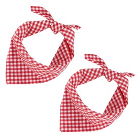 NieYat Costume Scarf, Pack of 2 Oktoberfest Accessories for Men and Women, Bavaria Costume Accessories, Triangular Scarf, Red / White Checked Pattern, 45 x 45 cm, Cotton
