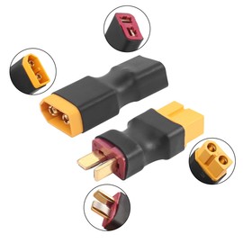 YACSEJAO 2 Pair XT60 to T Plug Connector XT60 Male to Female Deans T Plug and XT60 Female to Male T-Connector for RC Lipo Battery Charger