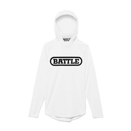 Battle Sports Light Action Face Mask Workout Hoodie - Raglan Cut Sleeveless Hoodie for Adults & Youth (US, Alpha, Small, Regular, Regular, White, Youth)