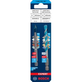 Bosch 2 x Expert HEX-9 Hard Ceramic and Multi Construction Drill Bit Set (for Concrete, Soft Tiles, Diameter 8.0, 8.0 mm, Professional Accessories Drill/Screwdriver)