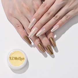 XZMeiLun Fall Yellow Pearl Chrome Nail Powder, Big-Capacity2.5g Lridescent Aurora Powder Metallic Mirror Effect Pigment Pearl Glitter Dust Kit, Nail Art, Can mixed With Builder Gel Nail Polish For Use
