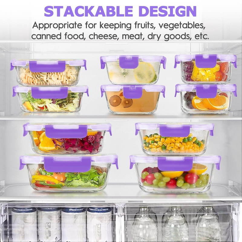 34pcs Glass Food Storage Containers with Lids Set, Airtight Glass