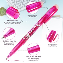 Obidodi 8 Erasable Pens, Friction Pens Rub Out Pens, Eraser Pens with Rubbers on the End for Kids and Adults, 0.5mm Erasable Gel Pens for Notebook School Office Stationery (Colorfu)