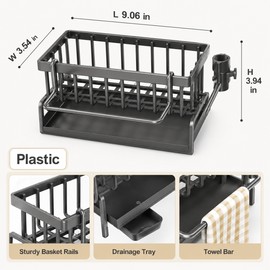 Kitchen Sink Drain Rack for Sponge and Soap - Stainless Steel Faucet Holder with Towel Rack and Storage Shelf Organizer
