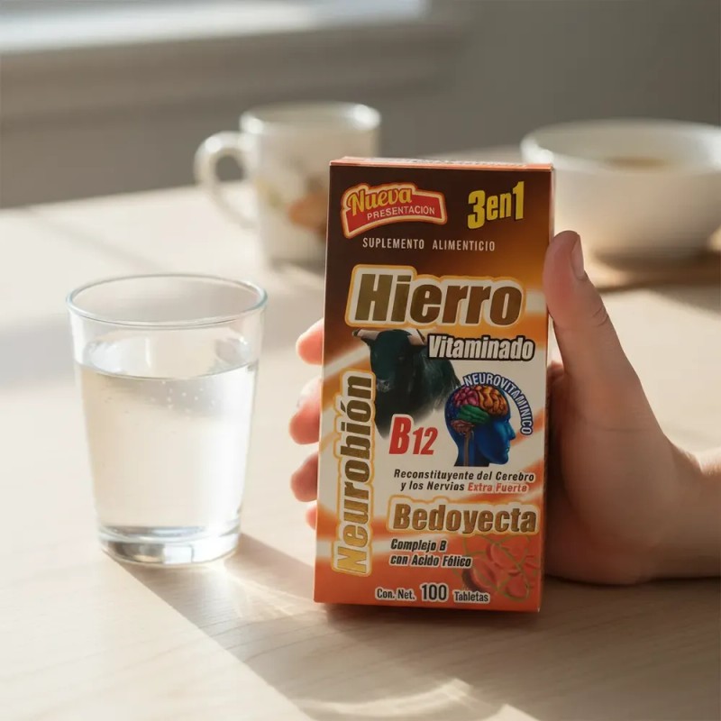 Hierro Vitaminado+bedoyecya+neurobion B12(complejo B) 100tab