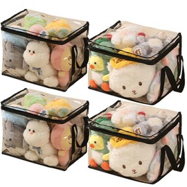 Clear Toy Storage Organizer Bags, Reusable Transparent PVC Travel Waterproof Zipper Bags for Organizing, Large Toy Organization Board game, Puzzle Storage Containers (2, Large)