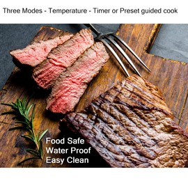 Meat Mate BBQ Meat Thermometer | 30M Long Range, Smart, Wireless, Assisted Food Cooking Thermometer For The Oven, Grill, Kitchen, BBQ,Smoker, Rotisserie with Bluetooth Connectivity (Single)
