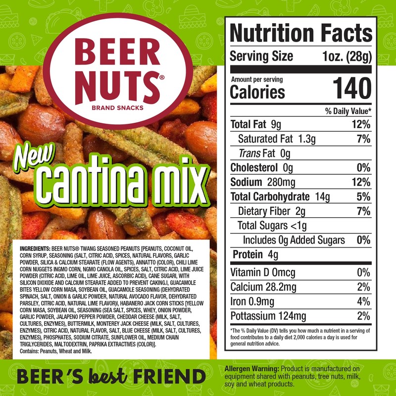 BEER NUTS Cantina Twang Mix, Sweet & Salty Original Roasted