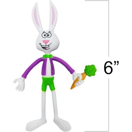 ArtCreativity Bendable Easter Bunny Figurines, Set of 8, Fidget Toys with 4 Colorful Designs, Fidget Toys for Kids for Stress Relief, Great as Easter Basket Stuffers, and Giveaways
