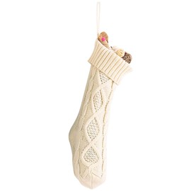 IHCEMIH Christmas Stocking Large Knitted Xmas Santa Stockings Traditional Holiday Party Decorations White Socks Decor for Fireplace Tree Hanging Ornament Gifts Bags for Kids Family