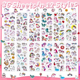 36 Sheets Unicorn Stickers for Kids - 900+ 3D Puffy Stickers Fantasy Theme | Magical, Rainbow, Stars | Reusable, Waterproof | Crafts, Journals, Party Favors