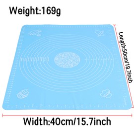Fuworance Silicon Baking Mat Sheet, Anti-Slip Kneading Dough Mat, Non-Stick Pastry Pizza Baking Rolling Cutting Pad Board, Counter Table Mat with Measurement 40x50cm