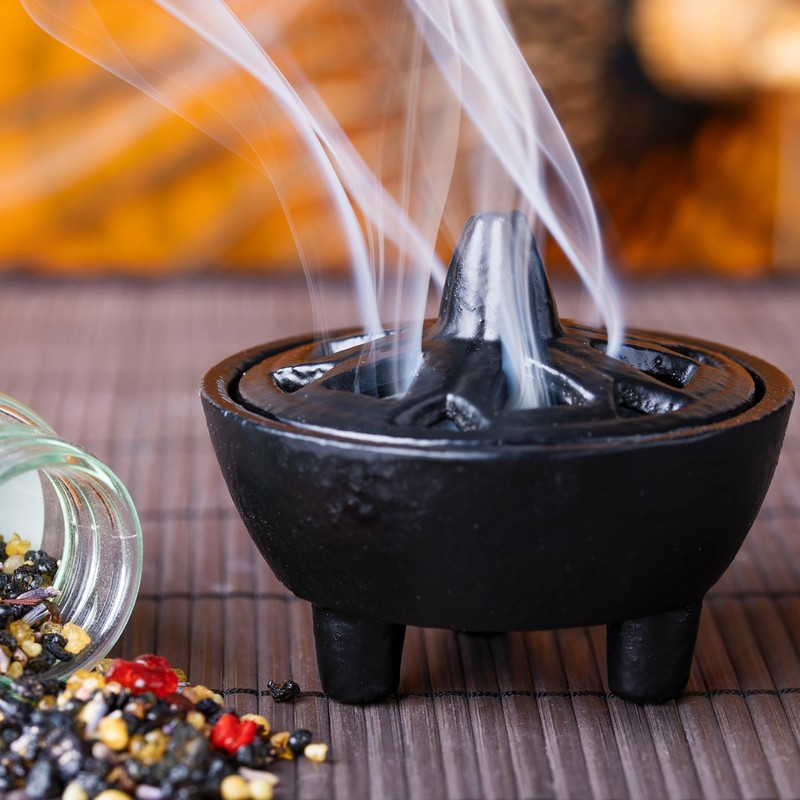 NKlaus Incense Burner 7 x 8.5 cm Cast Iron Black