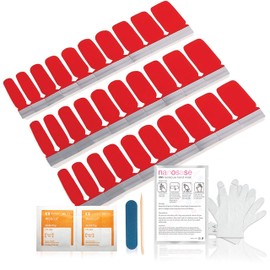 nanosase BNS Bundle, Stylish Nail Stickers, Spa Moisturizing Hand Mask (Mask+A05 Vermillion Red 1pk)
