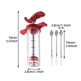 Meat Injector Syring-e Kit,3 Needles Porous Turkey Injector for Meats with Cleaning Brush,Marinade Injector Syring-e for BBQ Grill with Black Oil Brush Easy to Use and Clean