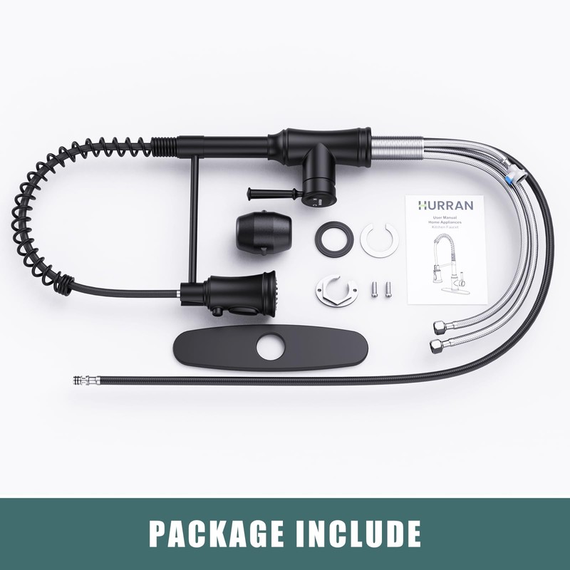 Kitchen Faucet with Pull Down Sprayer, Hurran Commercial Stainless Steel