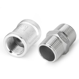 TAISHER 4PCS 304 Stainless Steel Hex Nipple 3/4" MNPT × 3/4" MNPT，Coupling 3/4" FNPT × 3/4" FNPT,Thread Pipe Fitting Kit