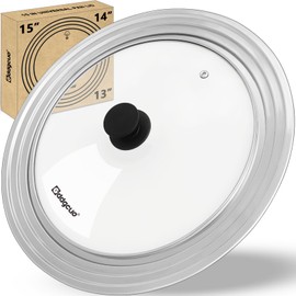 GDDGCUO 13-14-15 in Universal Pan Lid, Extra Large Stainless Steel Pot Lid for Pots, Pans, Skillets, Replacement Frying Pan Lid with Heat Resistant Silicone Knob, Dishwasher Safe