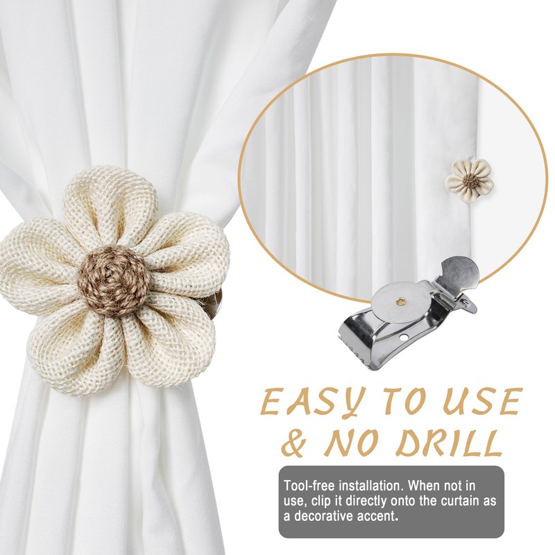 Curtain Tie Backs for Curtain Drapes, Boho Decor Holdback Clamp