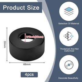 CAREDGO Set of 4 Pipe Covers, Stainless Steel Cover Rosette Black Threaded Rosette Shower Rosettes Rosette Tap Pipe Cover Rosettes for Bathroom Shower Faucets Radiator (25 mm)