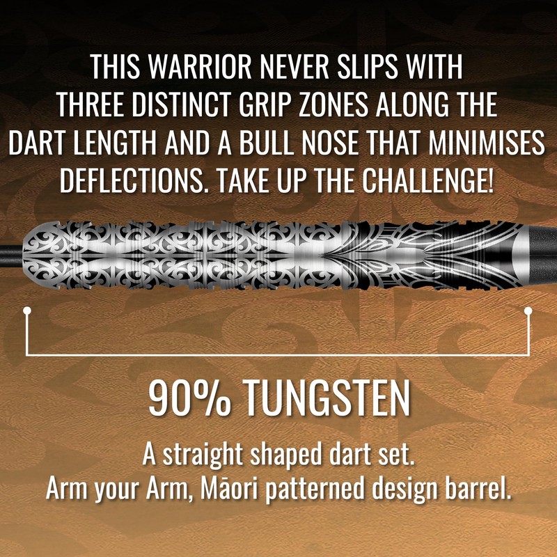 Warrior Taiaha Steel Tip Dart Set-90% Tungsten Barrels-28gm
