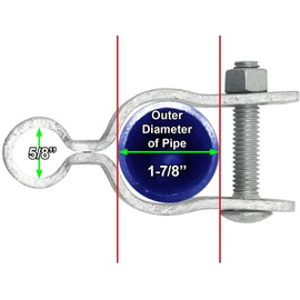 Jake Sales 1-7/8inches Chain Link Fence Gate Frame Hinge - Use for 1-7/8inches Outside Diameter Post/Pipe - Galvanized Chain Link Post Gate Frame Hinge - Nut/Bolt Included for Hinge