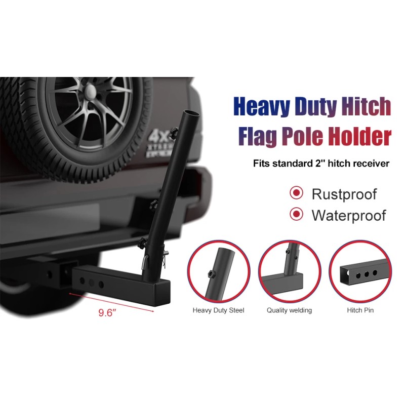 Nicecho 5' ft Long black Flag pole rod W/ flag