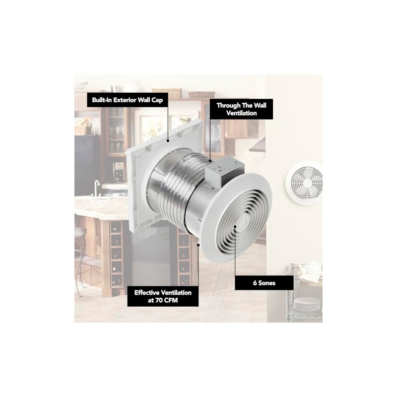 Broan-NuTone 512M Through-the-Wall Ventilation Fan White Cover, 6-Inch 70 CFM