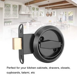 Exterior Door Knob with Lock Stainless Steel Door Lock with Handle Pull Ring for Cabinet Drawer Closet Door(Black)