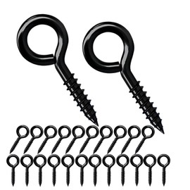 Qrity Pack of 20 Eye Screws 16 mm, Screw Ring, Small Screw Hole, Ring Screws, Q Type Screw Hook, Eye Screws, Black