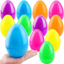 Haconba 12 Pack 6 Inch Jumbo Fillable Easter Eggs Giant Bright Plastic Easter Eggs for Easter Decoration Egg Hunt Egg Theme Party Supplies, 6 Colors