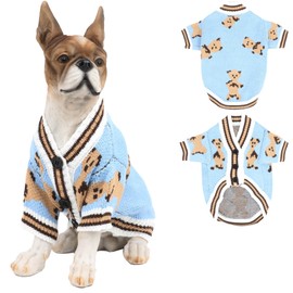 BABAHU Small Dog Sweaters Cute Bear Dog Cardigans Clothes for Small Medium Dogs Cats Soft Knitwear Apparel