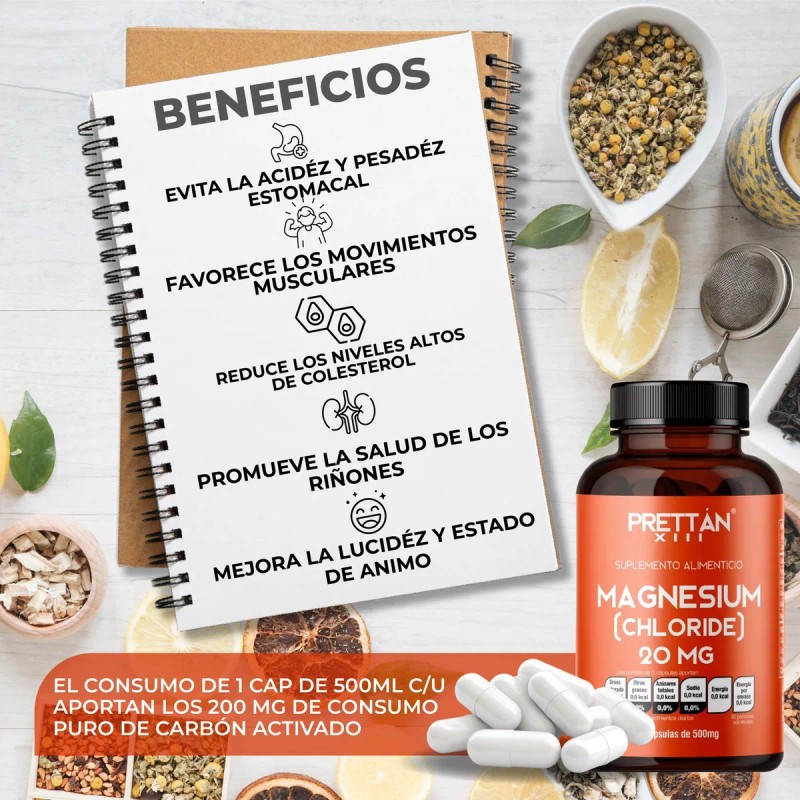 Cloruro De Magnesio 20mg 90 Cpsulas Vitamina 500mg Prettan Sin