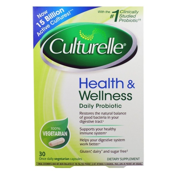 Culturelle Probiotic All Natural Dairy & Gluten Free Vegetable Capsules Lactobacillus GG 30 ea (Pack of 3)