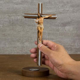 BC Catholic 9.4"H Gift of the Spirit Crucifix Standing Cross, Jesus Christ tabletop Home Décor,Devout Gift for Easter, Realistic Full Color Finish, Renaissance Sculpture Handpainted by Buildclassic