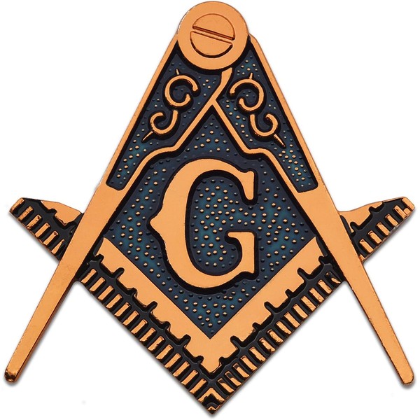 Square & Compass Masonic Auto Emblem - [Blue & Copper][3''