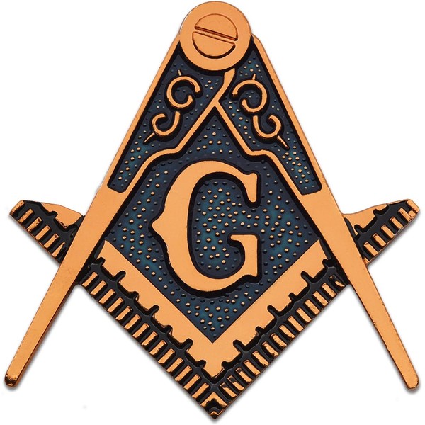 Square & Compass Masonic Auto Emblem - [Blue & Copper][3'' Tall]