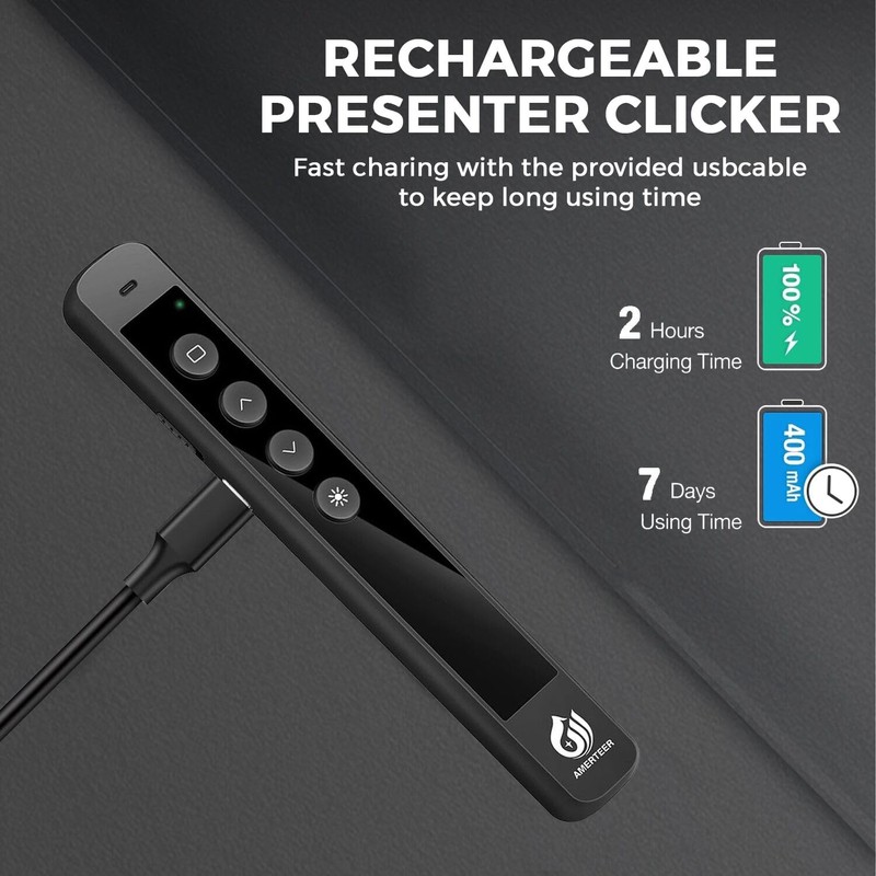 AMERTEER Wireless Presenter Remote – Presentation Clicker with 2.4GHz RF