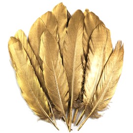 chaojukj 20-25cm 25 PCS Gold Feathers Natural Goose Feathers for DIY Wedding Decorations Angel Wings & Fairy Crafts