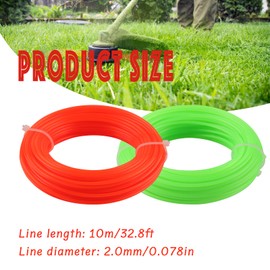 lvzhen 2Pcs Strimmer Wire 2.0mm x 15m | Heavy Duty Nylon Strimmer Line Round Φ2.0mm Strong Grass Trimmer Line | Strimmer Cord Fits Most Grass Trimmers (Green, Orange)