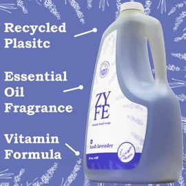 ZYFE Liquid Hand Soap Refills - Non-Toxic, Plant-Derived Vitamin Infused with Essential Oils - Kitchen Hand Soap Refill & Bathroom Essentials Handsoap Hand Wash - Hush Lavender Scent, 64oz