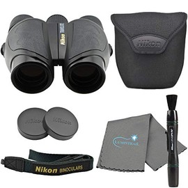 Nikon Travelite 8x25 Compact Binoculars, Black Bundle with Nikon Lens Pen and Lumintrail Cleaning Cloth