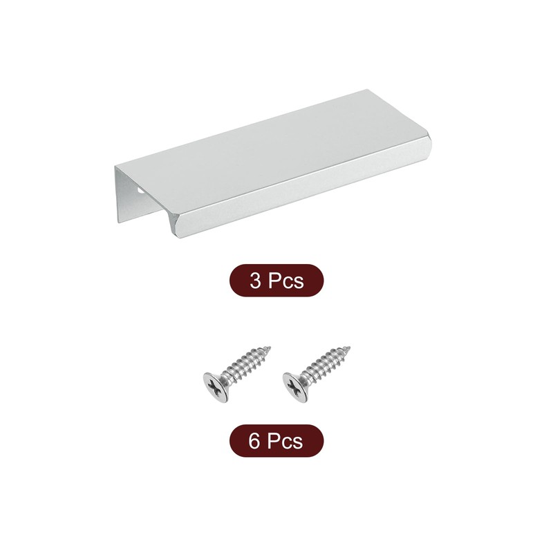 sourcing map Cabinet Finger Edge Pull, 3pcs 80mm / 3.15"