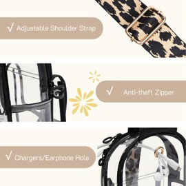 Missnine Anti-Theft Clear Sling Bag Clear Fanny Pack Stadium Approved Crossbody Bag Purse Trendy Heavy Duty Transparent Chest Bags with Guitar Strap for Concerts Sport Events