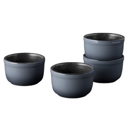BergHOFF GEM Stone Set of 4pc Ramekin 3.5in, 0.23 qt., Round, Black, Even Baking, Matt Enamel Finish Oven, Microwave Safe