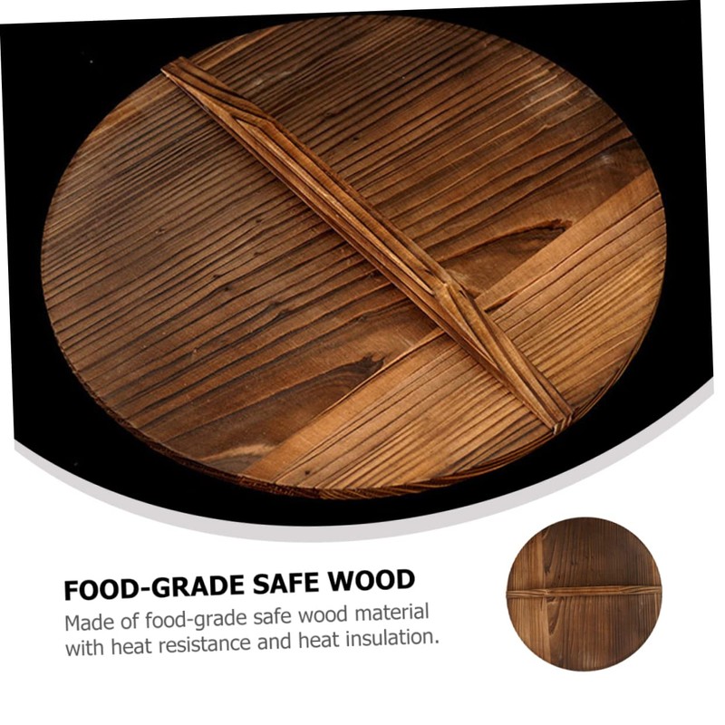 LABRIMP High-class Carbonized Wok Pot Cover Kitchen Wok Lid Wood