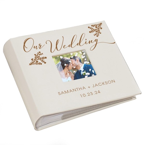 Personalized Wedding Photo Album, Custom Engraved Picture Album, Holds 200