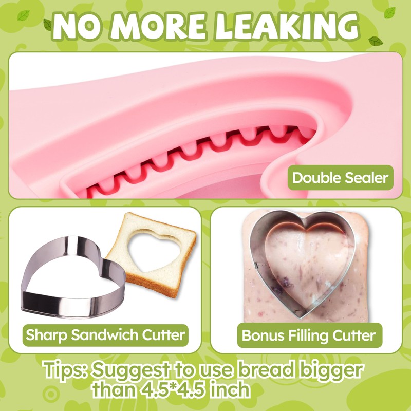 LEPCY Uncrustables Sandwich Maker Sealer Cutter, Crustless Sandwich Cutter, PB&J